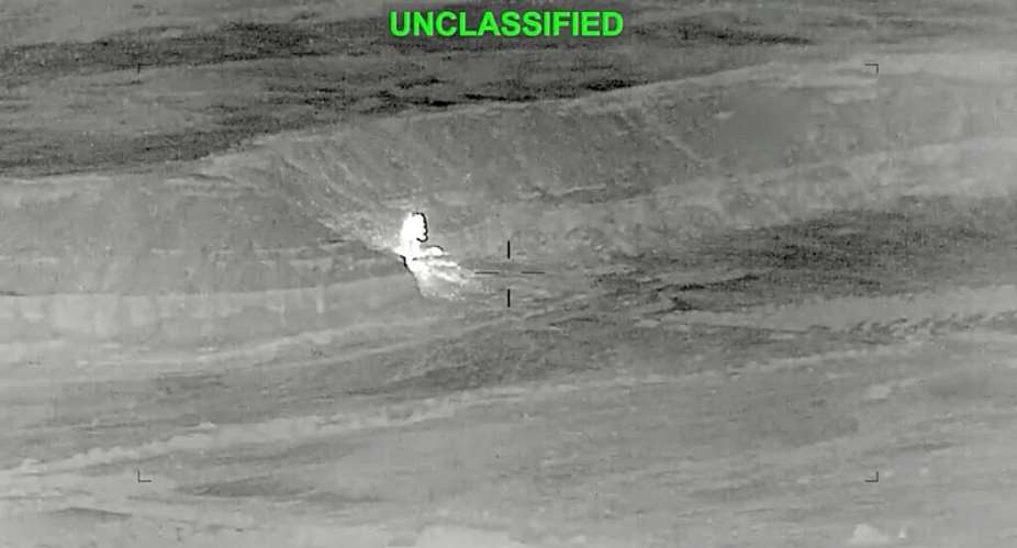 A drone footage shows fire and smoke rising, after what the US Central Command said, were strikes on Iran, June 27, 2026 -  US Central Command via Reuters
