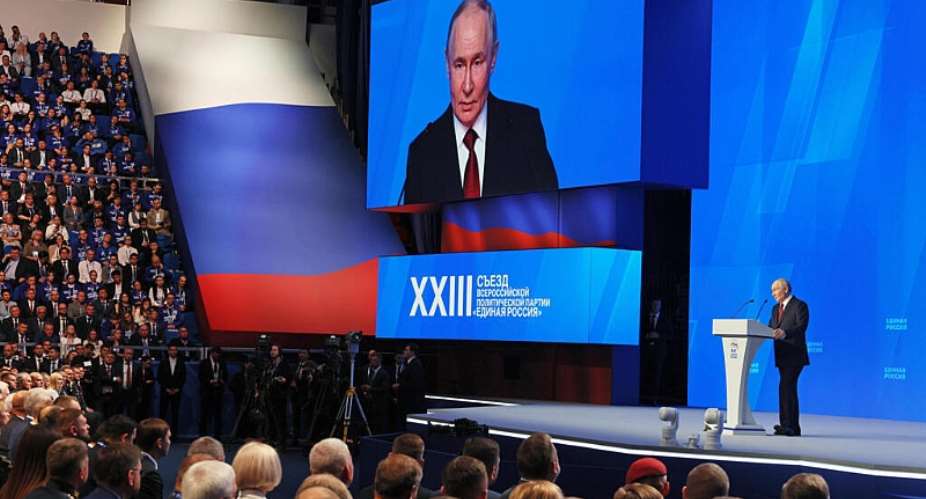 Russian President Vladimir Putin addresses the United Russia party congress in Moscow, on June 28, 2026. -  Ekaterina Shtukina, AP