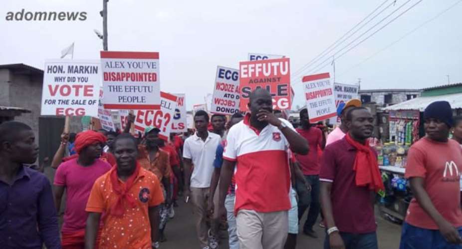 Efutu demonstrators condemn plans to privatize ECG
