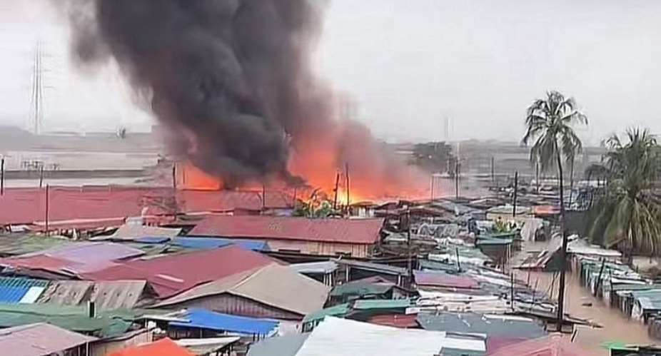 Fire guts rubber factory at Circle Odawna as flooding hampers firefighting efforts