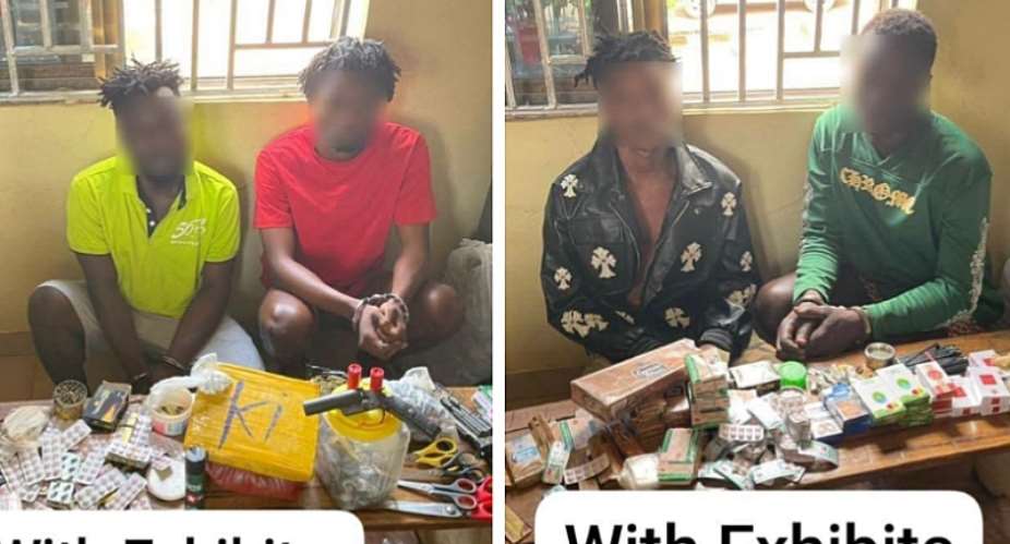 Police arrest four suspected drug peddlers, recover firearm and narcotics in Ashanti Region