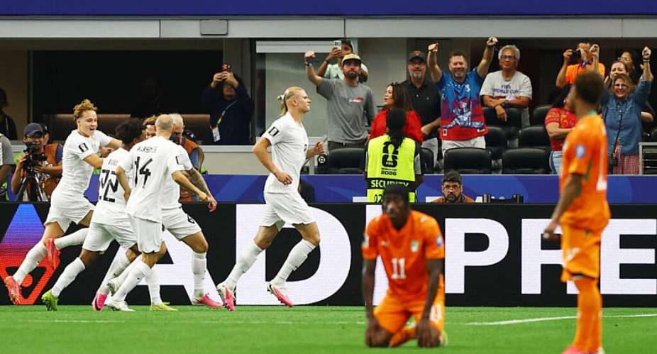 Norways Erling Haaland celebrates scoring their second goal. -  Kai Pfaffenbach, Reuters