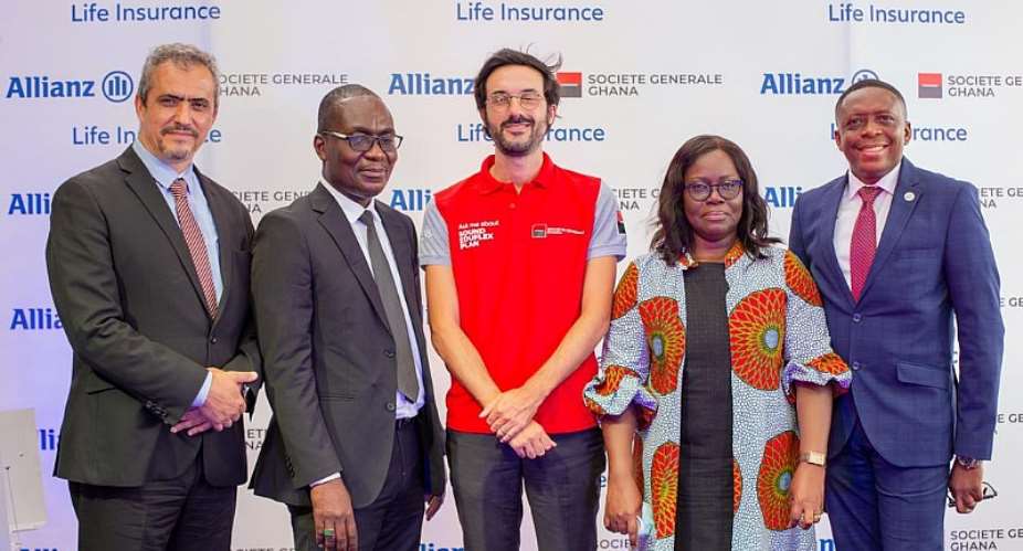 From left to right:  Hakim Ouzzani, MD, Societe Generale; Ismail Adam, Assistant Director, Banking Supervision Department, BOG; Francois Pousse, DMD, Societe Generale; Mrs. Esther Armah, Head Reinsurance  Anti-Money Laundering, NIC  Gideon Ataraire, CEO, Allianz Life Ghana.