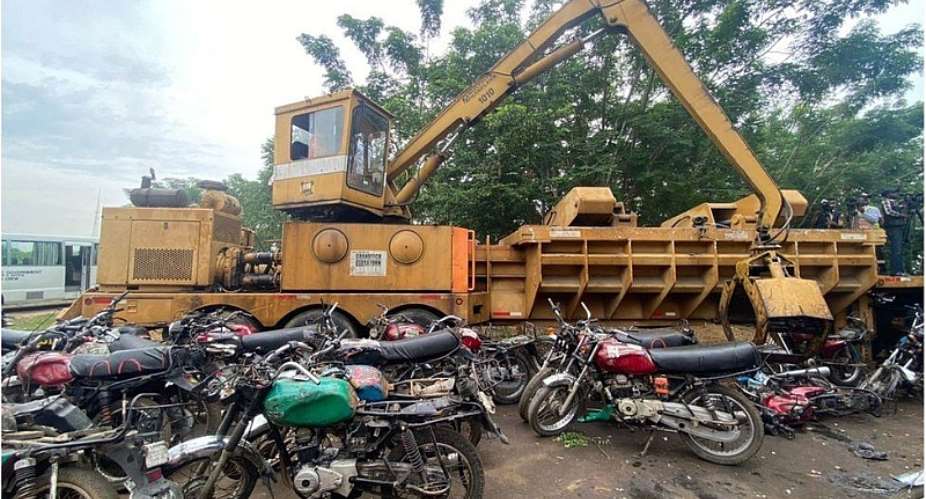 Lagos destroys over 2,000 seized okadas