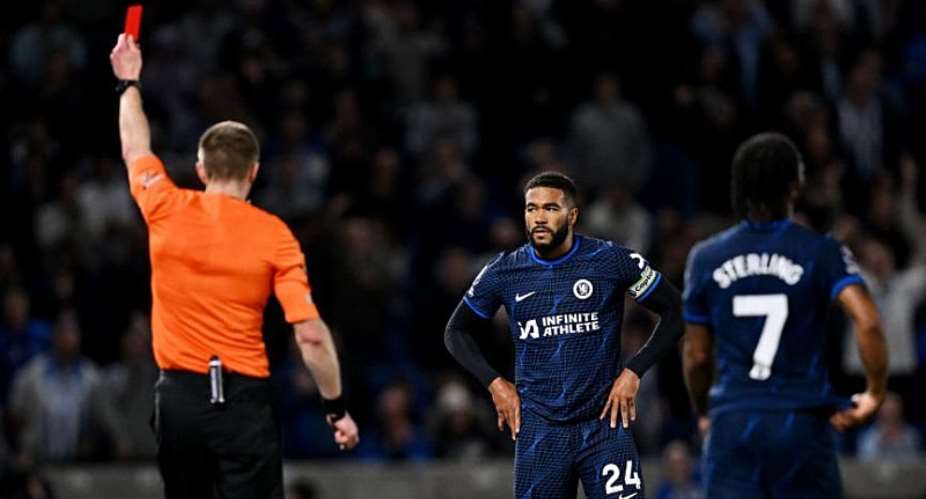 GETTY IMAGES

Image caption: Reece James (centre) was playing just his second match of 2024 - after coming back from a long-term hamstring injury - when he was sent off against Brighton