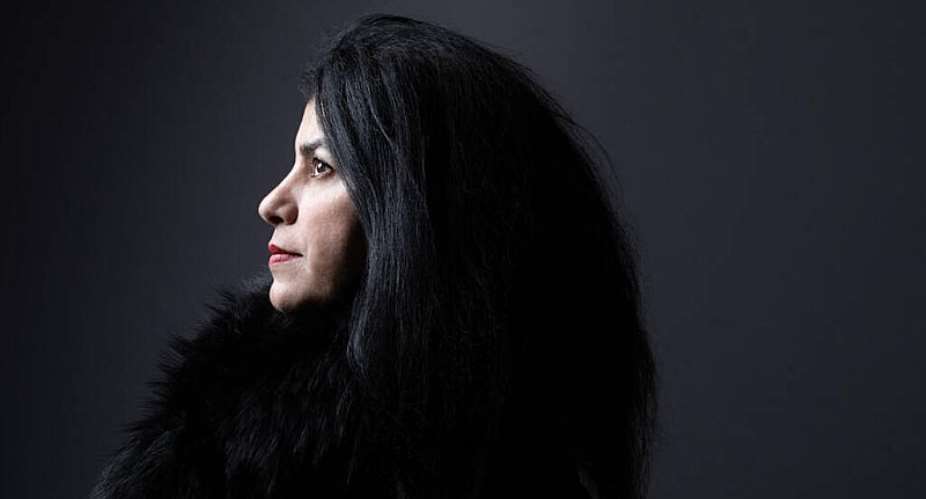 French-Iranian graphic novelist, cartoonist, illustrator and film director, Marjane Satrapi, poses during a photo session in Paris in November 2022. - AFP - JOEL SAGET