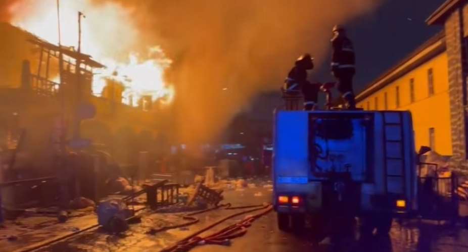 Fire guts shops opposite Accra Central Police Station