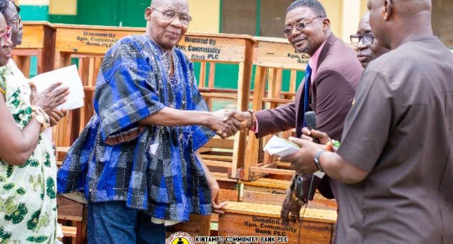 Kintampo Community Bank donates 100 desks to Jema SHS
