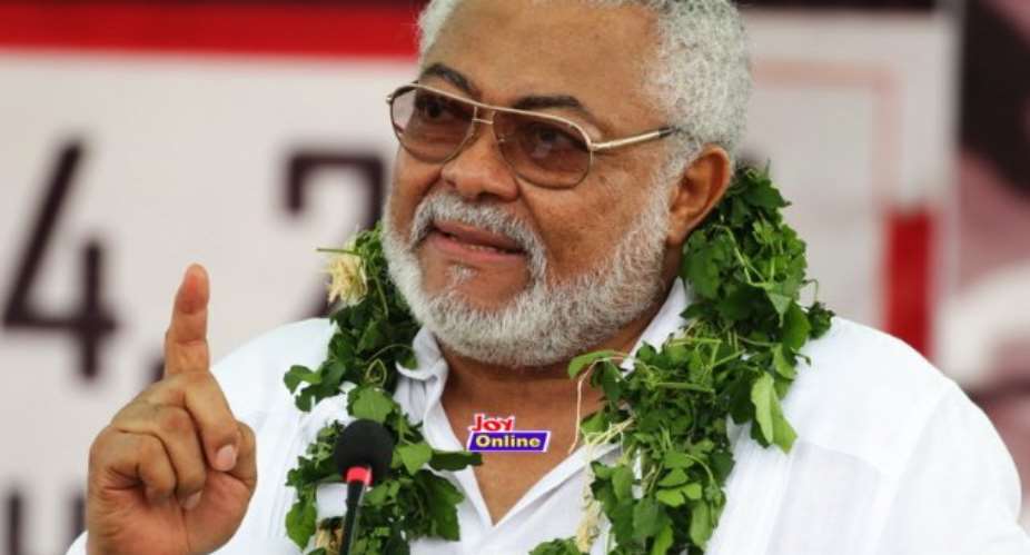 Former president Jerry John Rawlings addressing people at the 40th anniversary of June 4 revolution