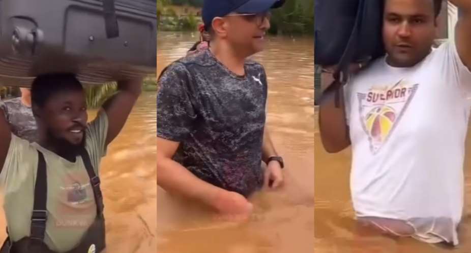 How guests wade through floodwaters after Longji Hotel submerges in Tarkwa