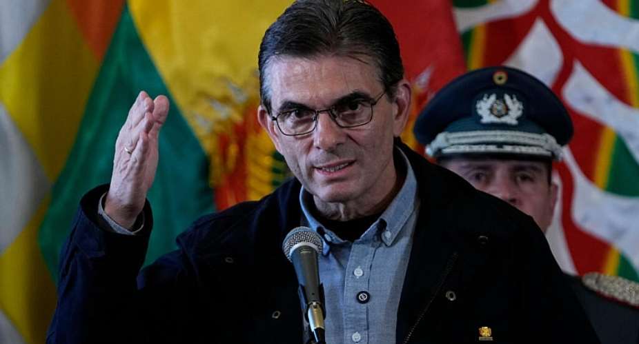 Bolivian President Rodrigo Paz speaks during the swearing-in of Defence Minister Ernesto Justiniano, in La Paz, Bolivia, 3 June 2026. -  Juan Karita, AP