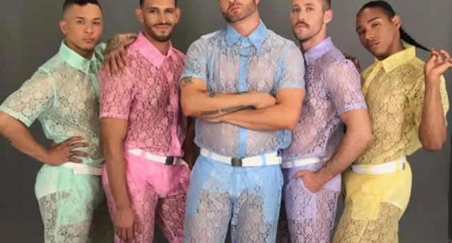 Fashion brand creates see-through lace shorts and shirts for men
