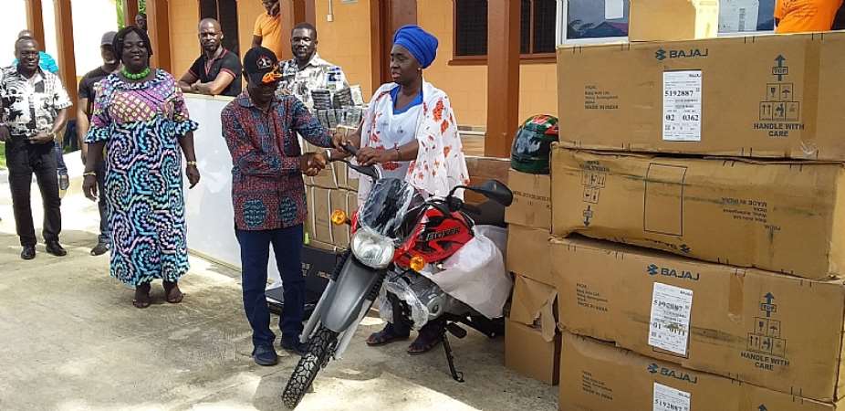 Abuakwa North MP Donate Motorbikes, Items To Schools