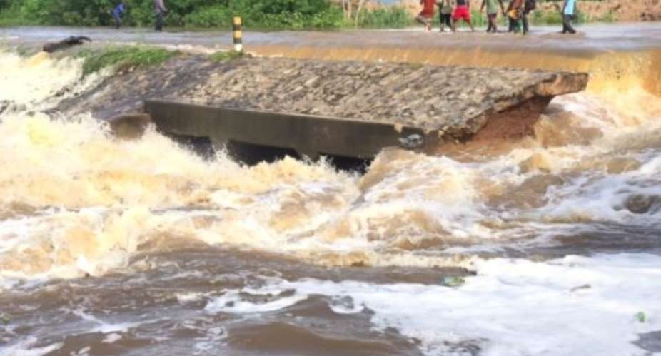 Ayensu river diversion causes flooding on Kasoa-Winneba highway