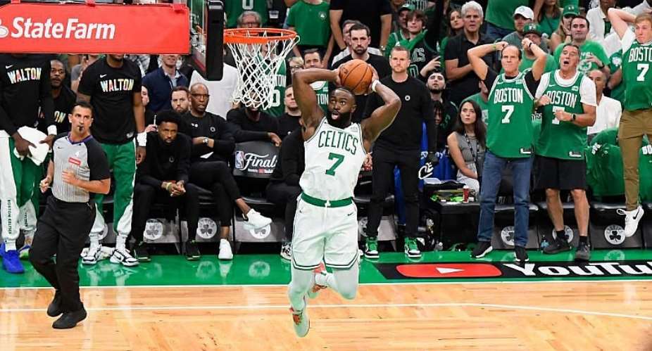 GETTY IMAGESImage caption: Jaylen Brown was one of six Celtics players to score double figures