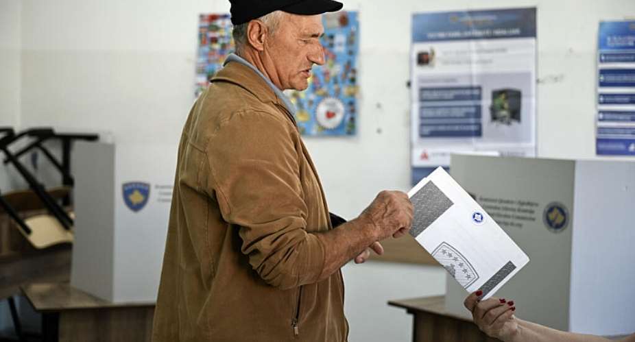 A voter casting their ballot for parliamentary elections in Kosovo on June 7, 2026. -  Armend Nimani, AFP