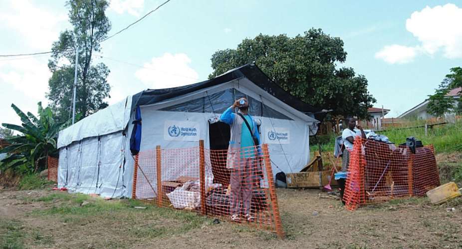 Congolese health workers stand at the Bunia Evangelical Medical Center during a visit by European Commissioner for Equality, and Preparedness and Crisis Management Hadja Lahbib, to assess the response to the Ebola outbreak, 7 June 2026. -  Gradel Muyisa Mumbere/Reuters