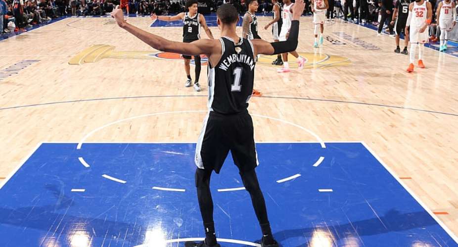 Victor Wembanyama scored 32 points as his San Antonio Spurs team beat the New York Knicks 115-111 to win Game 3 in the NBA Finals series. - Getty Images via AFP - NATHANIEL S. BUTLER