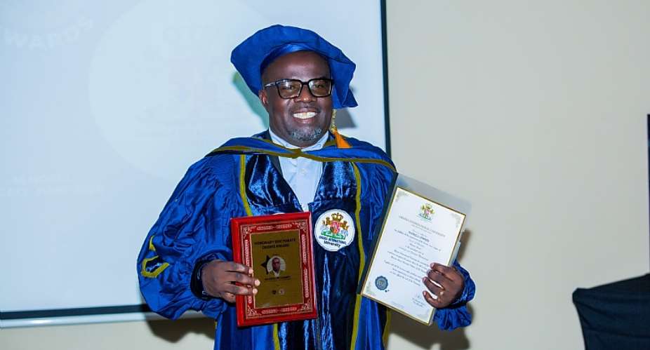 Mr. Maxwell Commey, CEO of Oro Oil Ghana Limited displays his award