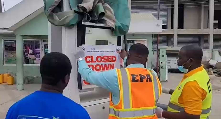 EPA shuts down fuel station in Kasoa over choked drains