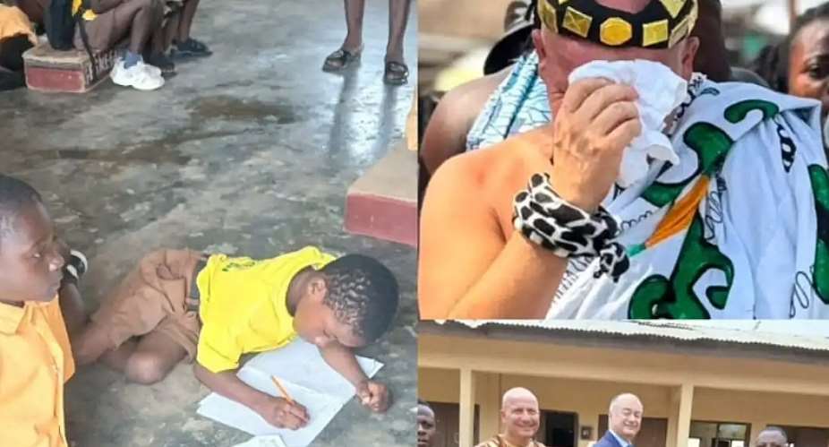 Chief sheds tears after seeing pupils sit on bare floor during lessons