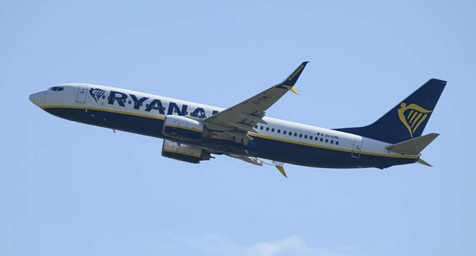 Ryanair said the flight returned to Thessaloniki after the window detached, with witnesses describing fellow passengers pulling the man back inside -  Ed JONES / AFP
