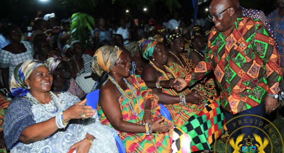 President Akufo-Addo interacting with the chiefs at Tadzevu