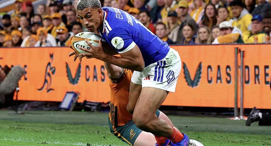 Frances Aaron Grandidier-Nkanang scores a try against Australia in Brisbane. -  Pat Hoelscher, AFP