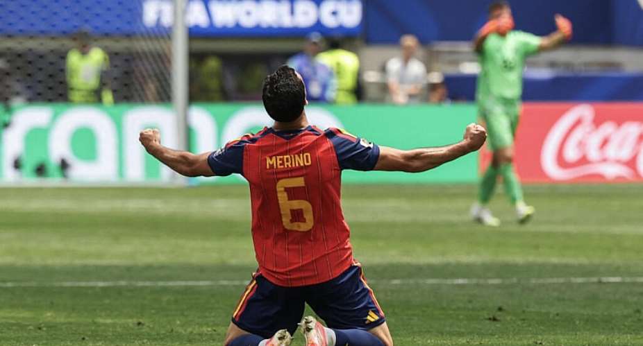 Mikel Merino scored Spains winner against Belgium to take them into a semi-final clash against France. - AFP - ETIENNE LAURENT