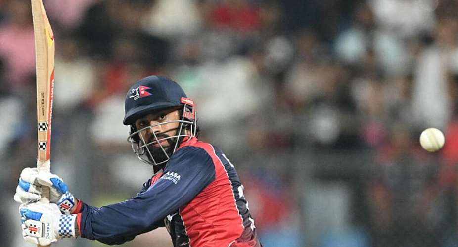 Nepals Kushal Bhurtel plays a shot during the 2026 ICC Mens T20 Cricket World Cup group stage match between Nepal and Scotland at the Wankhede Stadium in Mumbai on February 17, 2026. -  Punit Paranjpe, AFP