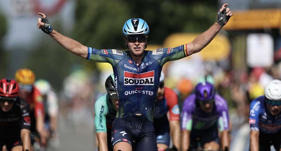 Tim Merlier turned on the power to win the eighth stage of the Tour de France in a sprint finish. -  Anne-Christine Poikkoulat, AFP