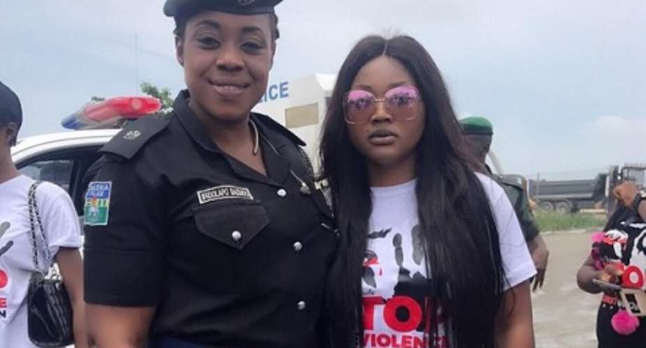 Actress, Mercy Aigbe, Tonto Dikeh Protest Against domestic Violence in Lagos