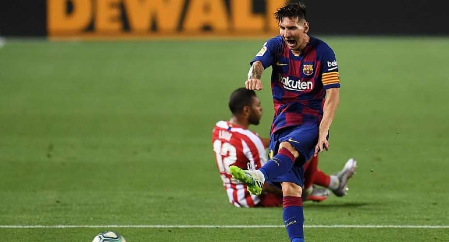 Lionel Messi reacts versus Atletico MadridImage credit: Getty Images