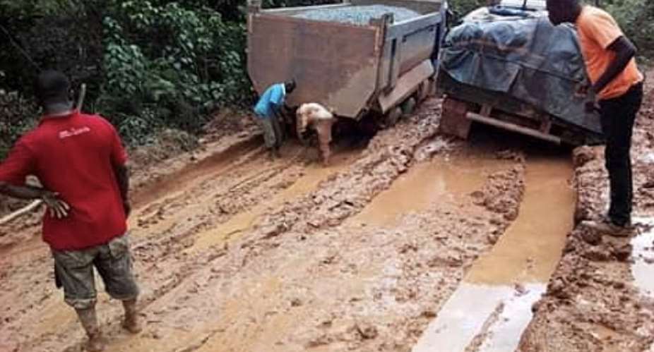 File photo of a deteriorated road in an agricultural community in the Western Region