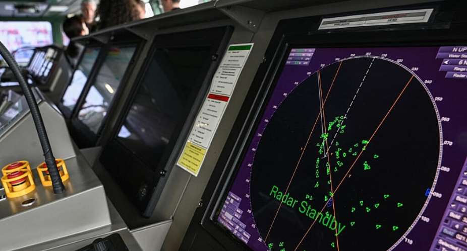 A radar screen inside the bridge control centre of the French FREMM frigate Lorraine. Ireland is preparing to rely on French and British military support during its EU presidency which begins on 1 July 2026. - AFP - RICHARD A. BROOKS