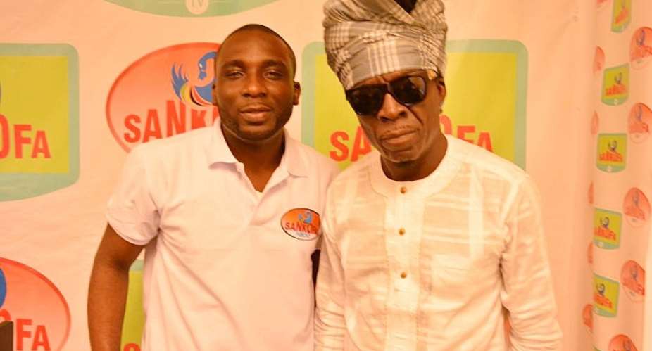 DJ RAS on the left with legendary Ghanaian musician Kojo Antwi in the studios of Sankofa.
