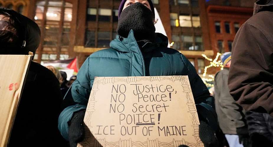FIle phots of protesters outside the US Immigration Customs Enforcement (ICE) facility taken January 23, 2026, in Portland, Maine. -  Robert F. Bukaty, AP