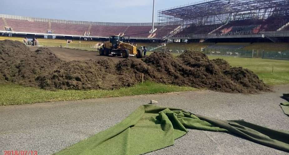 PICTURES: Re-Grassing Of Accra Sports Stadium Commences Ahead Of AWC
