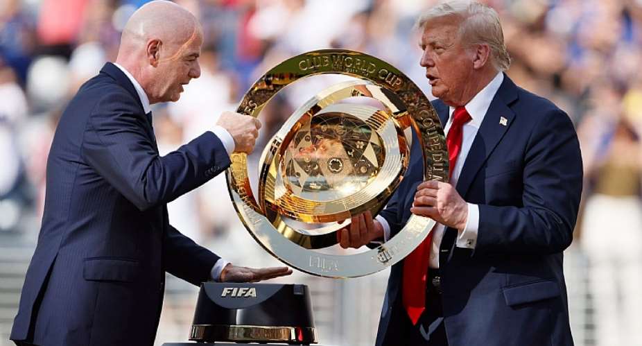 Getty ImagesImage caption: Fifa president Gianni Infantino and US President Donald Trump both played a starring role during the trophy presentation after the final