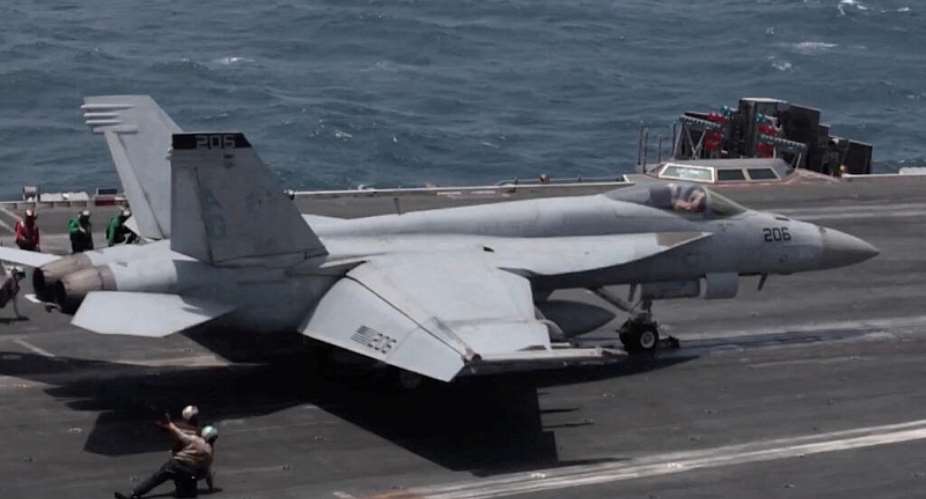 Flight operations aboard the USS George H.W. Bush, at an unknown location, released July 14, 2026, in this still image taken from a handout video. - via REUTERS - U.S. Central Command