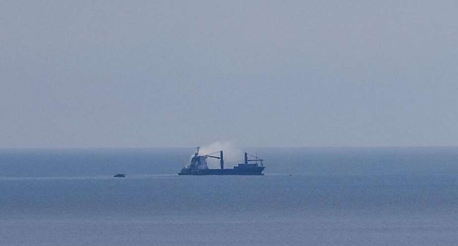 A civilian vessel catches fire after a Russian military strike targeted the Black Sea port of Odesa on July 14, 2026. -  Nina Liashonok, Reuters