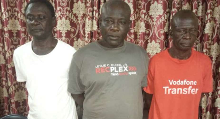 From left: Suspects Kwabena Adjei, Felix Amuh middle and Samuel Paa T. Nii Aryee Okai