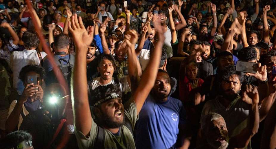 People in Colombo celebrate Gotabaya Rajapaksas resignation.  Photo Credit: Getty Images
