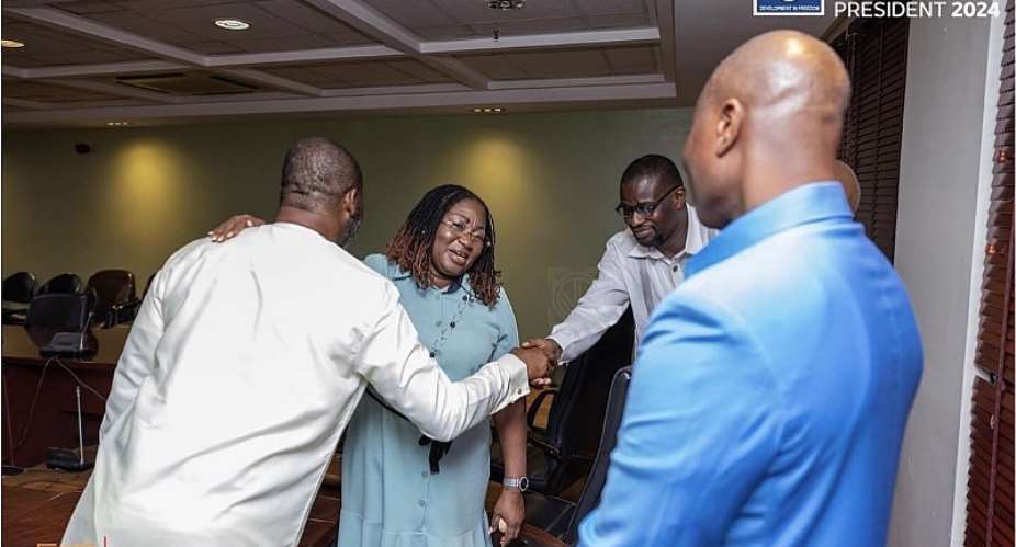 NPP running mate Dr. Matthew Opoku Prempeh exchanging pleasantries after the engagement