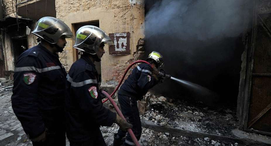 This file photo shows Algerian firemen extinguishing a fire in the town of Ghardaia, 600 kilometres south of Algiers, on March 16, 2024. -  Farouk Batiche, AFP