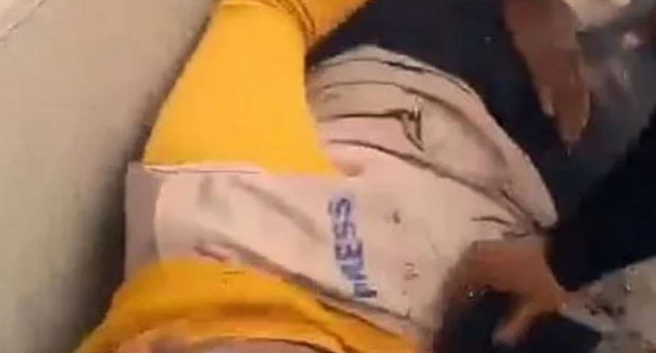 A broadcast image of Kenyan journalist Catherine Wanjeri wa Kariuki after she was shot with rubber bullets while covering anti-government protests on July 16. (Screengrab: YouTube/Mutembi TV)