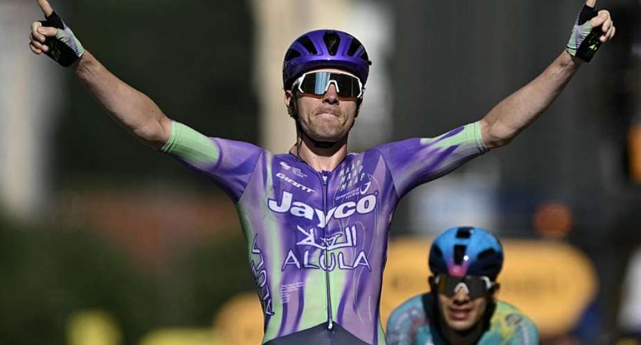 Mauro Schmid outsprinted Harold Tejada to win the longest stage of the Tour de France. -  Jeff Pachoud, AFP