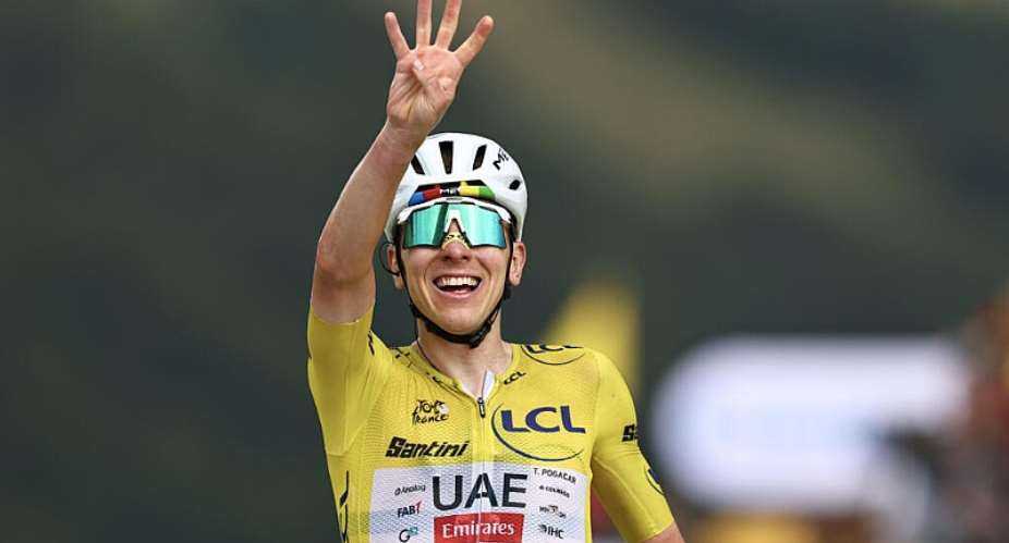 Race leader Tadej Pogacar won his fourth stage of the 113th edition of the Tour de France. -  Anne-Christine Poujoulat, AFP