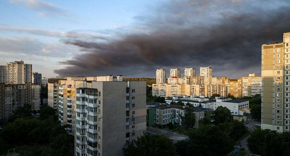 Smoke hangs in the air following Russian missile strikes on Kyiv on July 19, 2026. -  Serhii Okunev, AFP