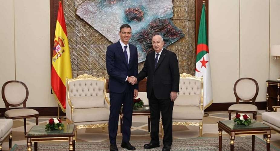 Algeria’s President Abdelmadjid Tebboune receives Spanish Prime Minister Pedro Sanchez at the El Mouradia Palace in Algiers, Algeria, on July 20, 2026. -  IMAGO, APAimages via Reuters